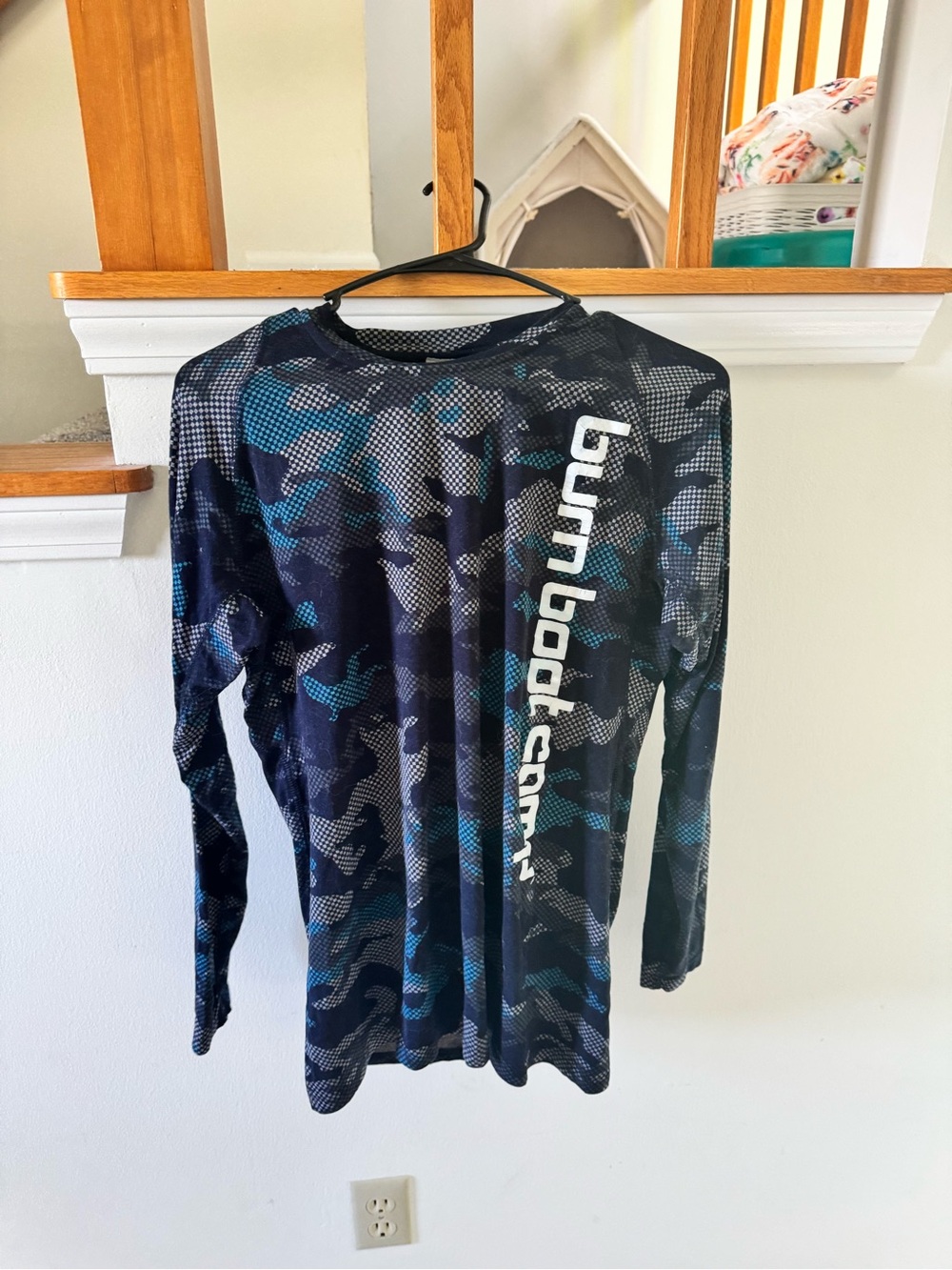 Burn Boot Camp Gunner Black & Blue Camo Long-Sleeve Performance Tee